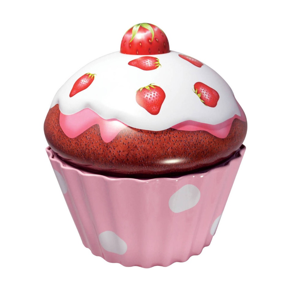 Vol Cupcake groß Erdbeeren 1,5l Aufbewahrungsdose Blechdose lebensmittelecht Keksdose