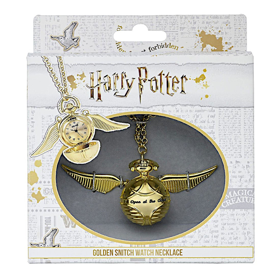 Harry Potter Kette Der goldene Schnatz mit Uhr, vergoldet